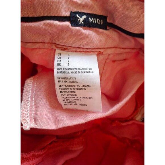 American Eagle Outfitters Chino Shorts Size 2 Pink Stretch Preppy Beach Tropical - Picture 4 of 9